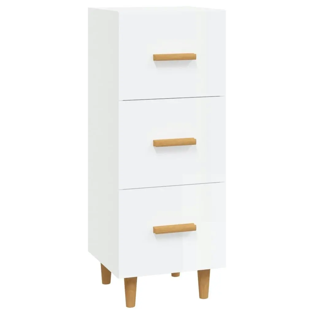 Sideboard High Gloss White 34.5x34x90 cm Engineered Wood 812345