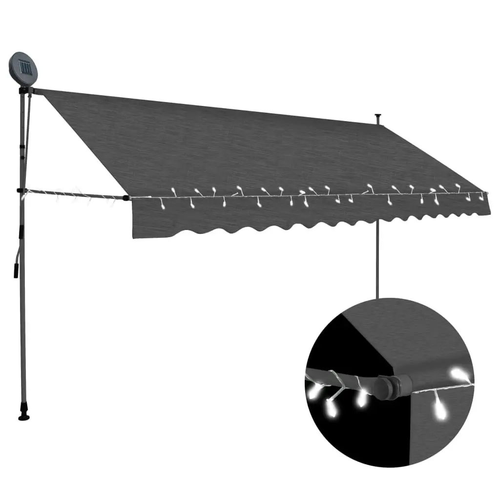 Manual Retractable Awning with LED 400 cm Anthracite 148094