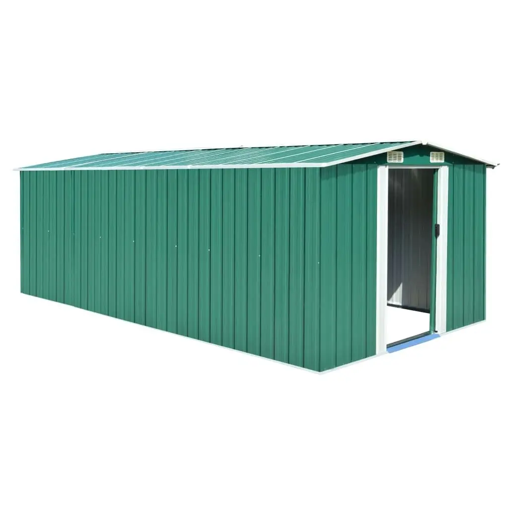 Garden Shed 257x489x181 cm Metal Green 143348