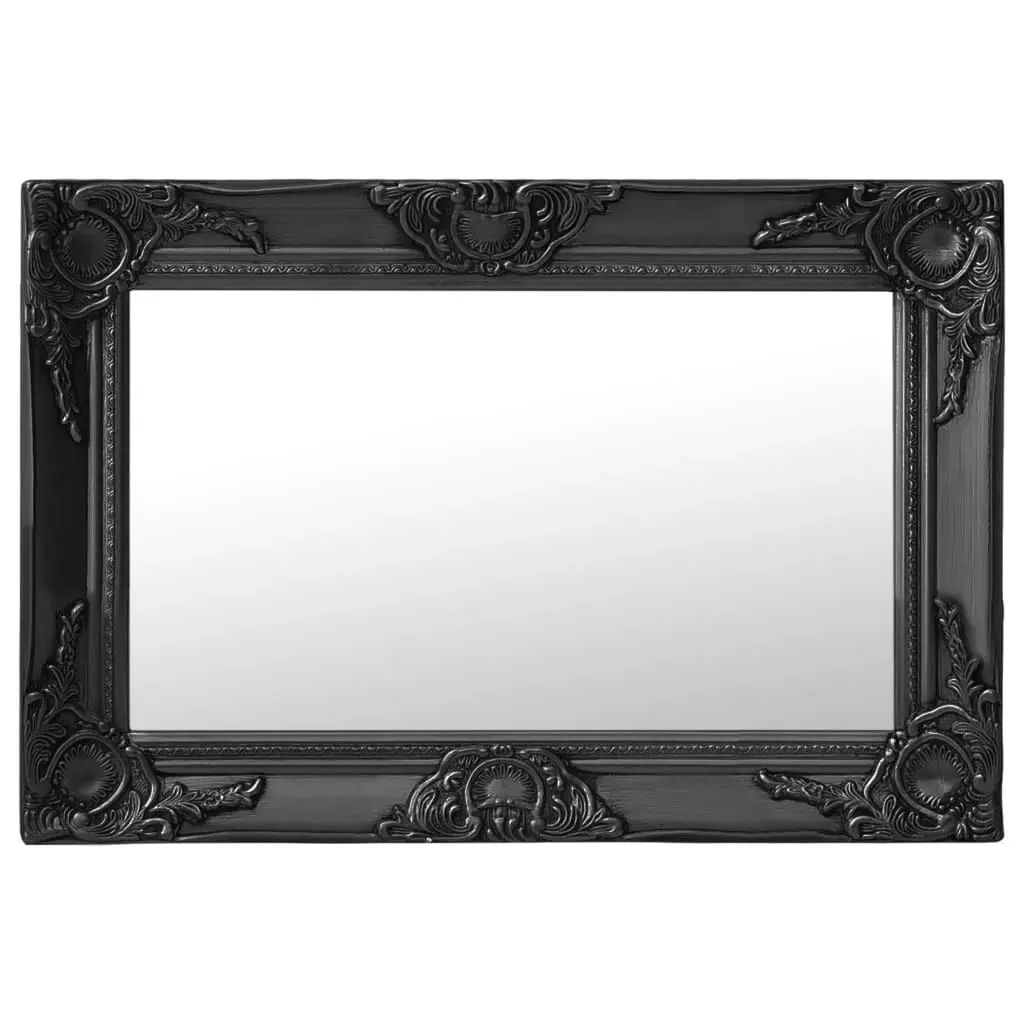 Wall Mirror Baroque Style 60x40 cm Black 320331