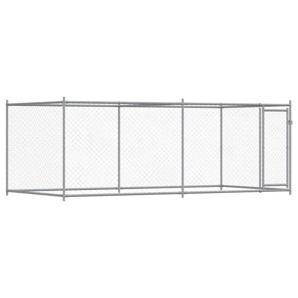 Dog Cage with Door Grey 4x2x1.5 m Galvanised Steel 3209578