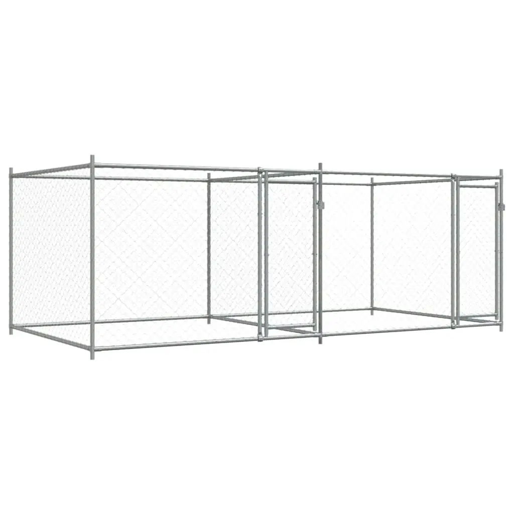 Dog Cage with Doors Grey 4x2x1.5 m Galvanised Steel 3209573