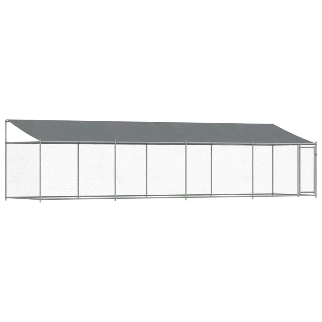 Dog Cage with Roof and Door Grey 8x2x2 m Galvanised Steel 3209570