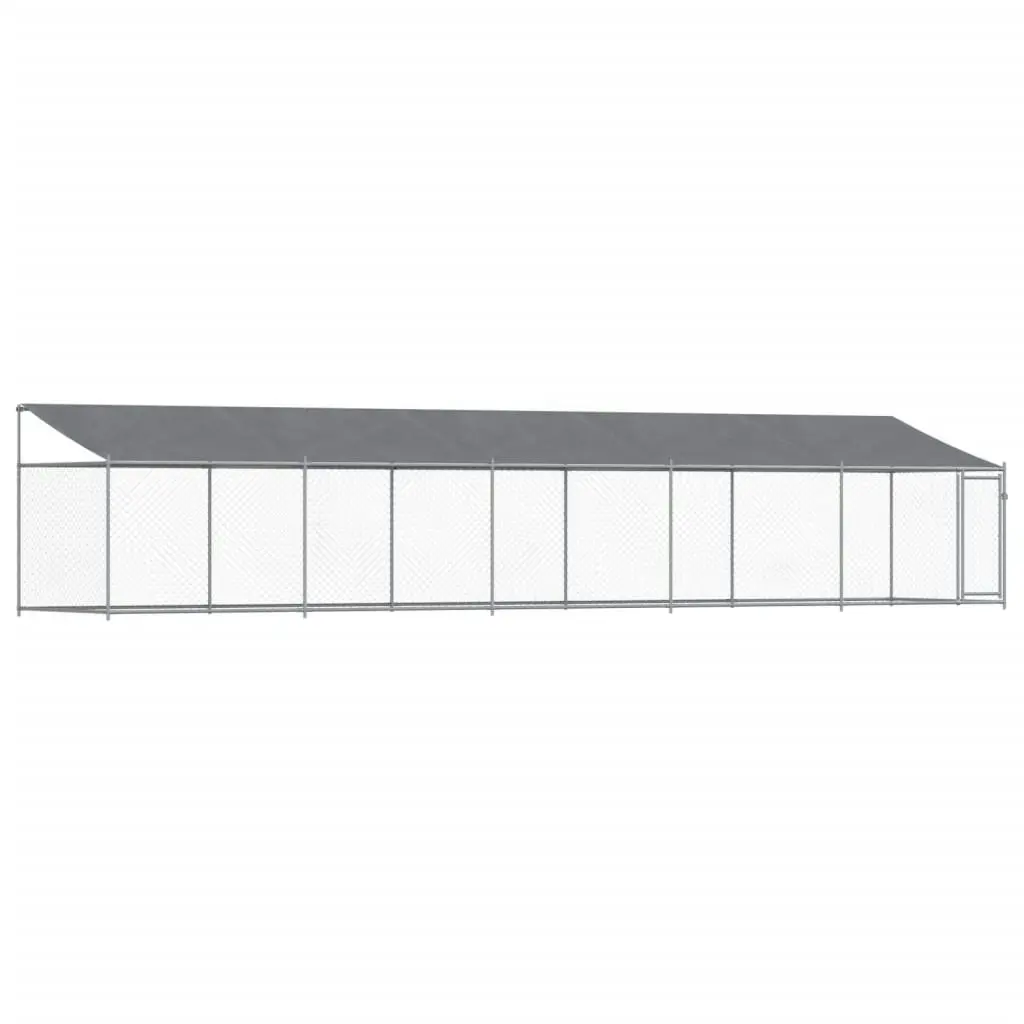 Dog Cage with Roof and Door Grey 10x2x2 m Galvanised Steel 3209571