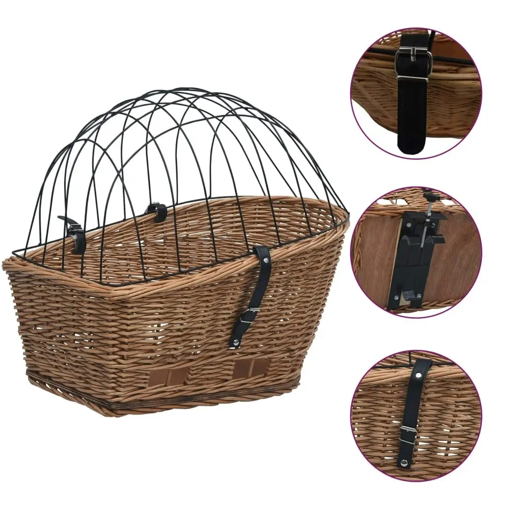 Bike Rear Basket with Cover 55x31x36 cm Natural Willow 170903