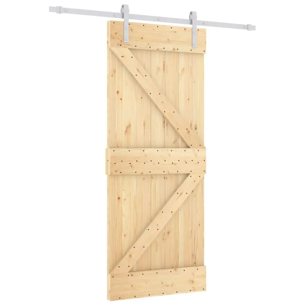 Sliding Door with Hardware Set 80x210 cm Solid Wood Pine 3203006