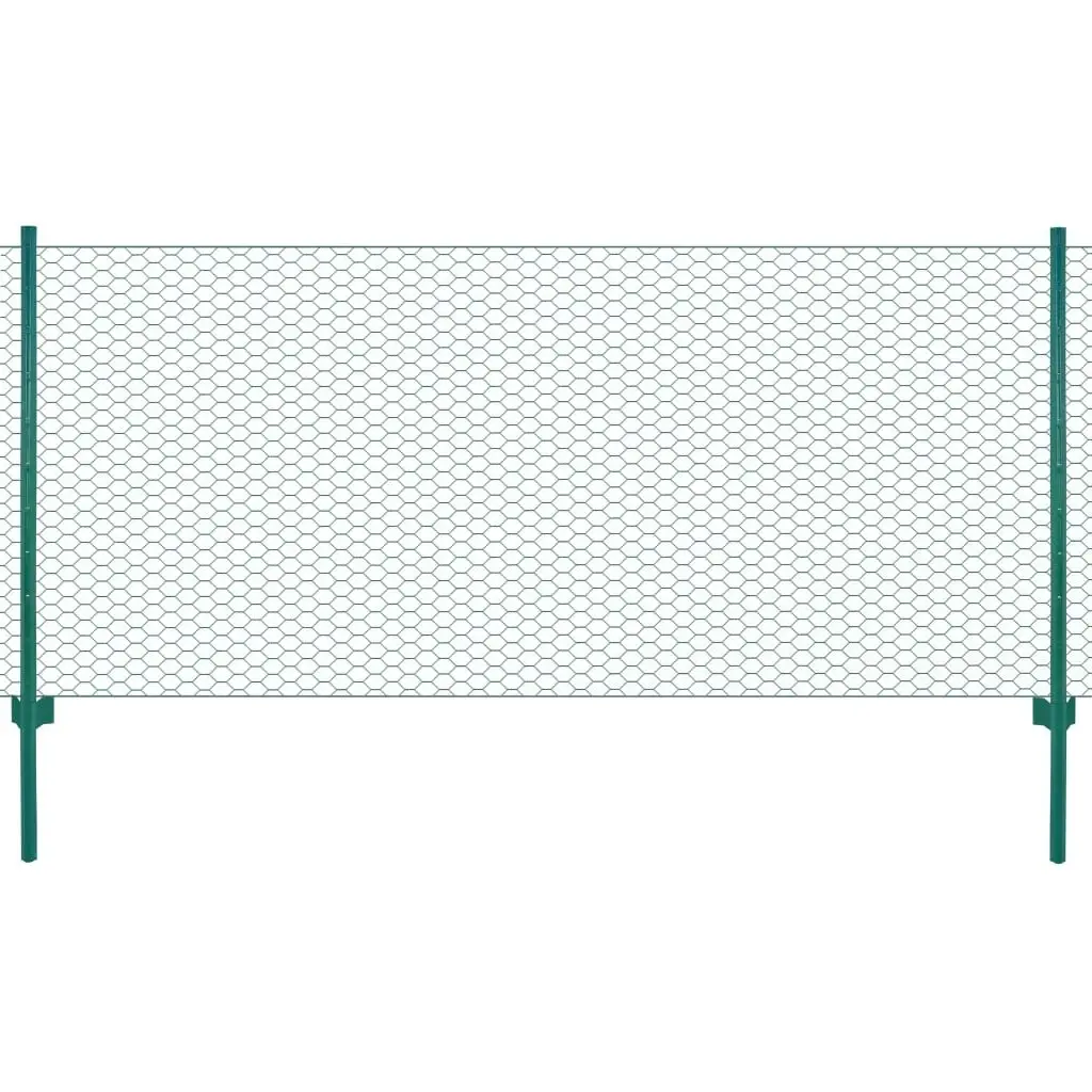 Wire Mesh Fence with Posts Steel 25x1 m Green 144615