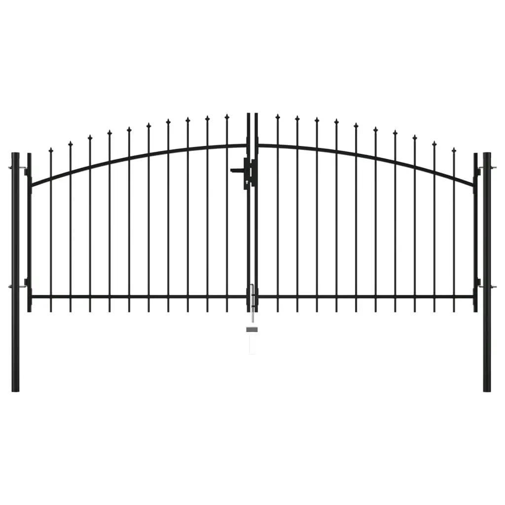 Double Door Fence Gate with Spear Top 300x150 cm 144359