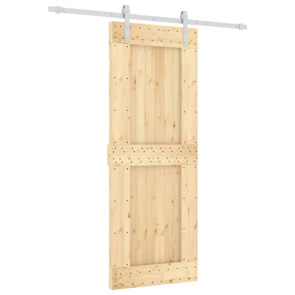 Sliding Door with Hardware Set 80x210 cm Solid Wood Pine 3203013