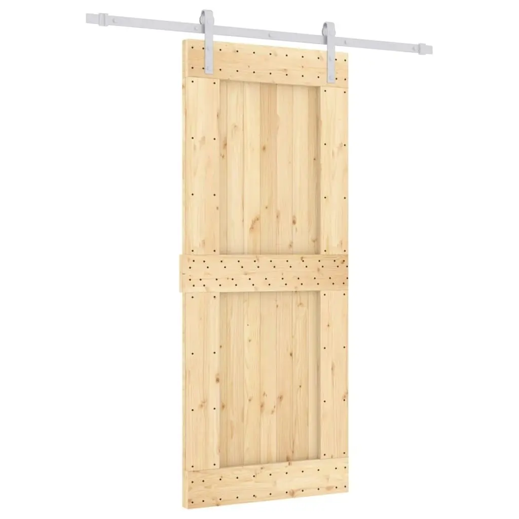 Sliding Door with Hardware Set 85x210 cm Solid Wood Pine 3203014