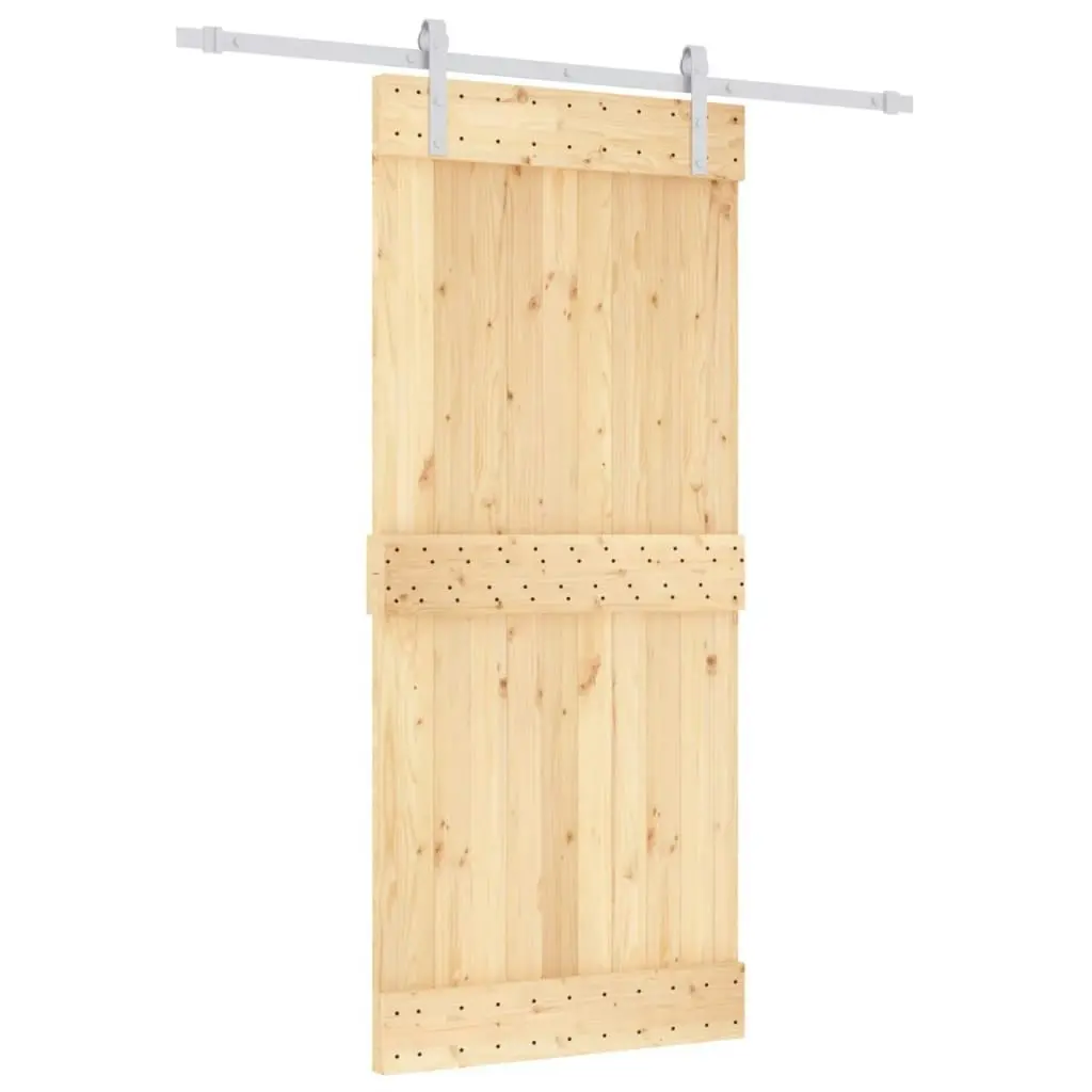 Sliding Door with Hardware Set 90x210 cm Solid Wood Pine 3203011