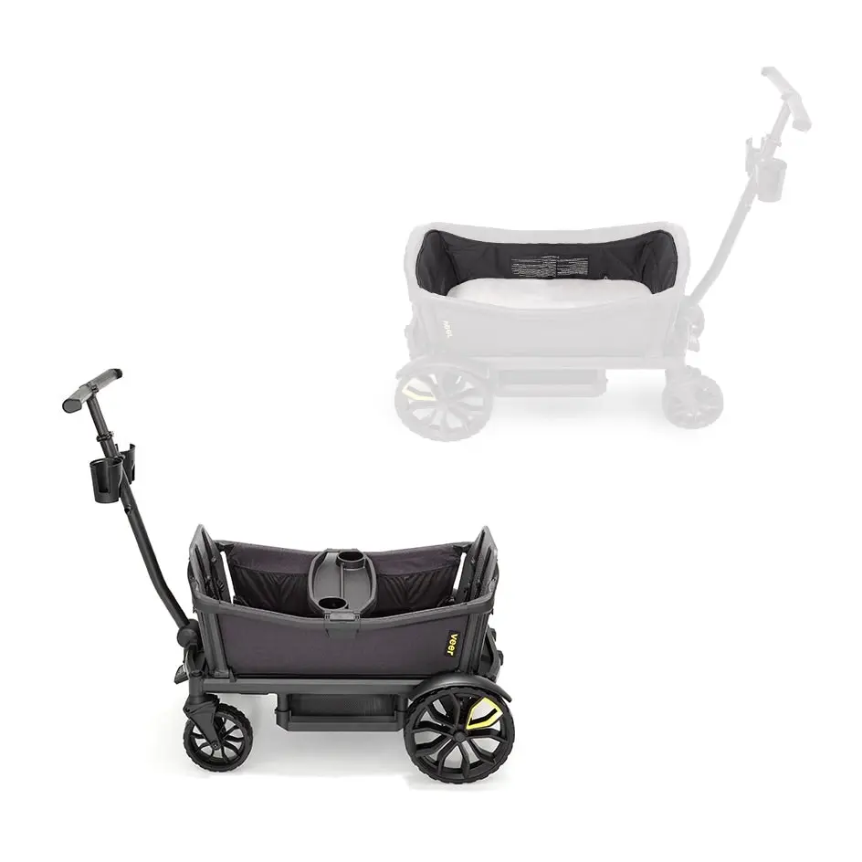 Veer Comfortable Cruiser Stroller Wagon With Veer Cruiser Bassinet Nap System Black