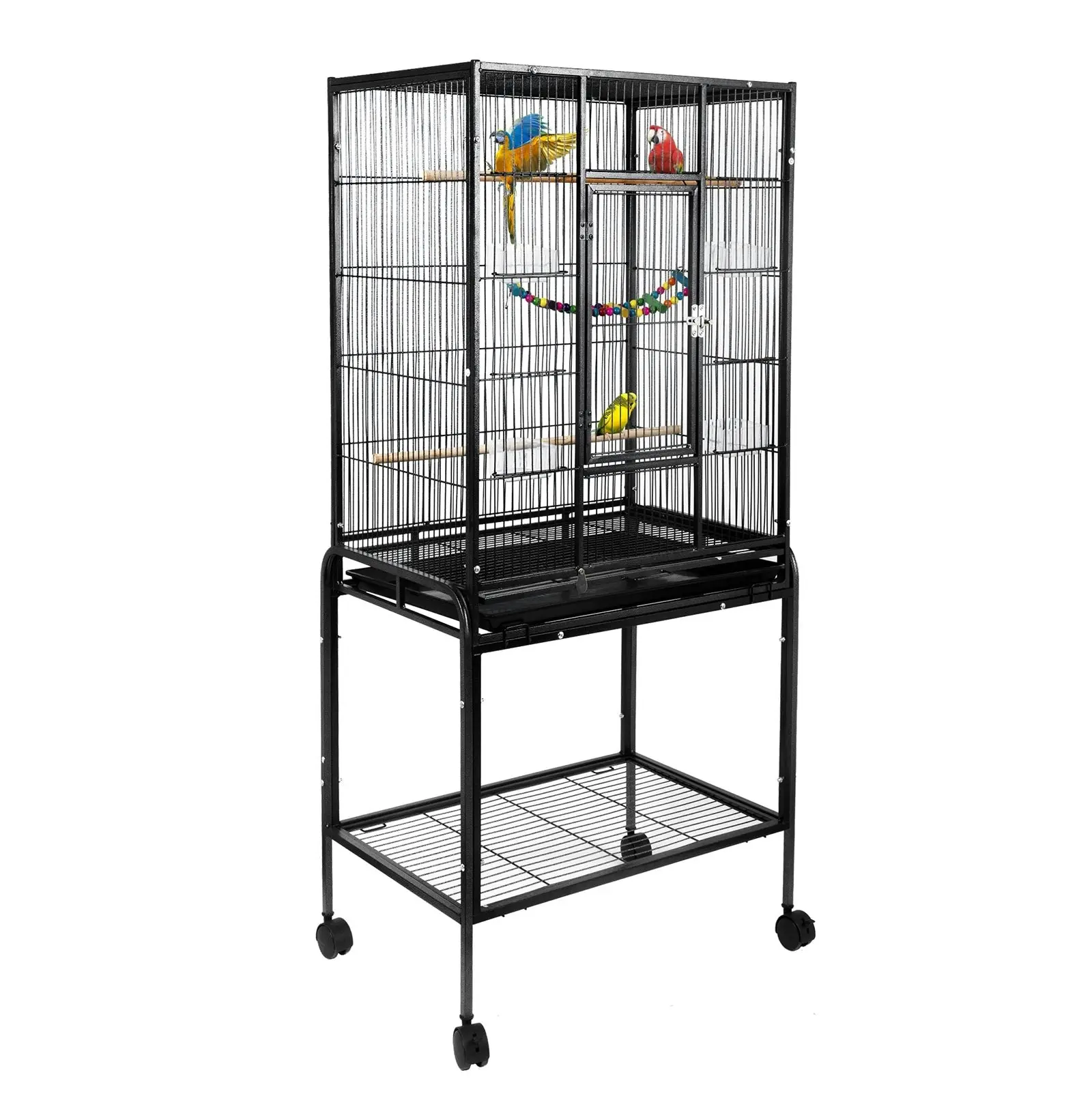 Bird Cage Parrot Aviary Pet Stand-alone Budgie Perch Castor Wheels Large 135cm