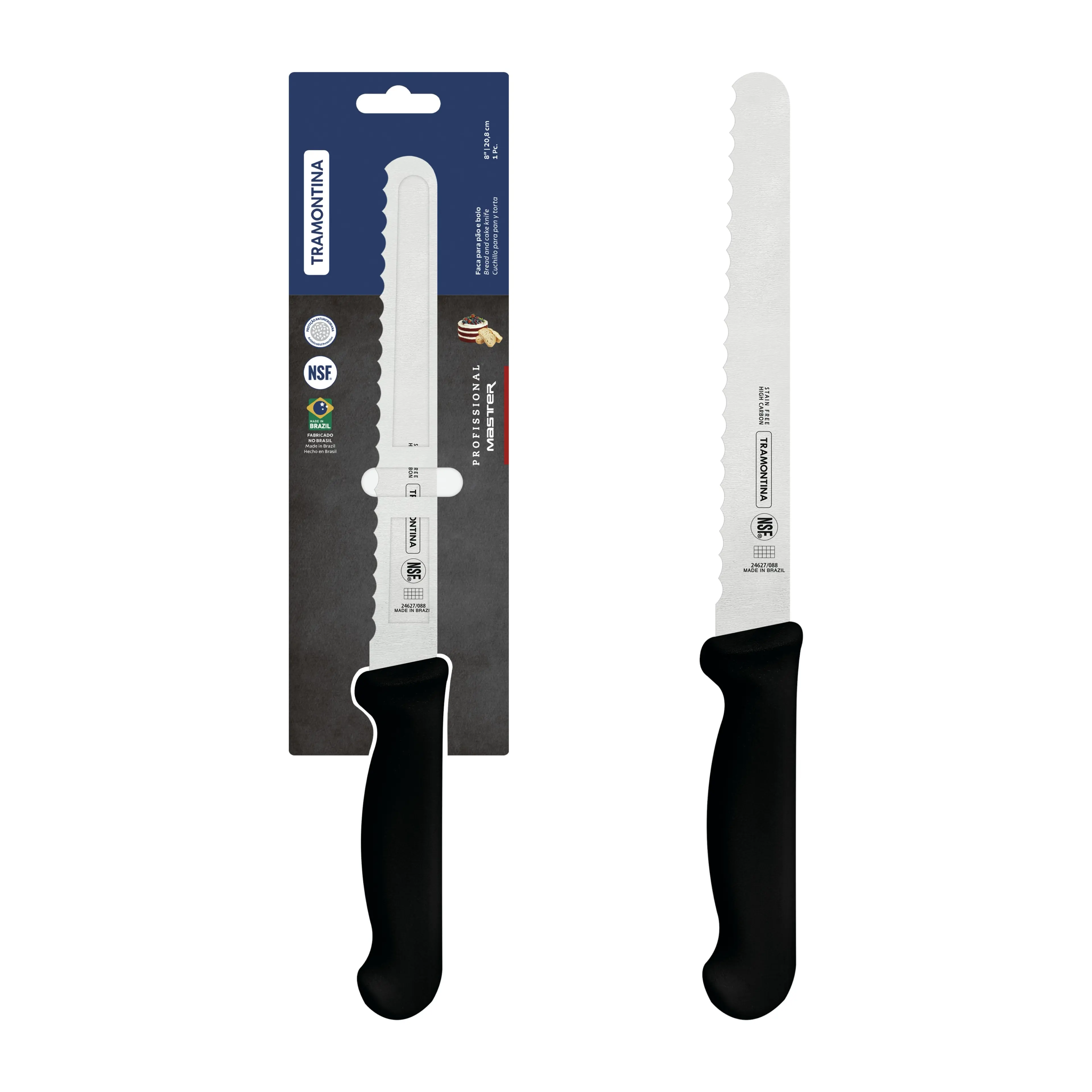 Tramontina Professional Master Black Bread Knife, 8"