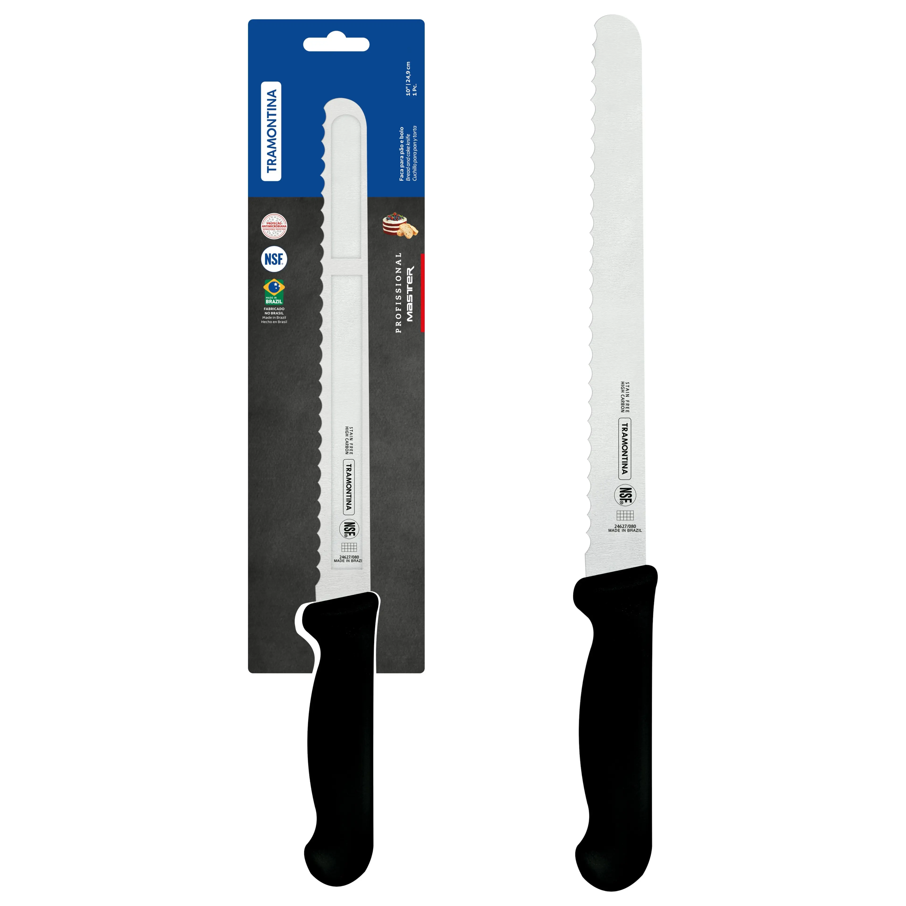 Tramontina Professional Master Black Bread Knife, 10"