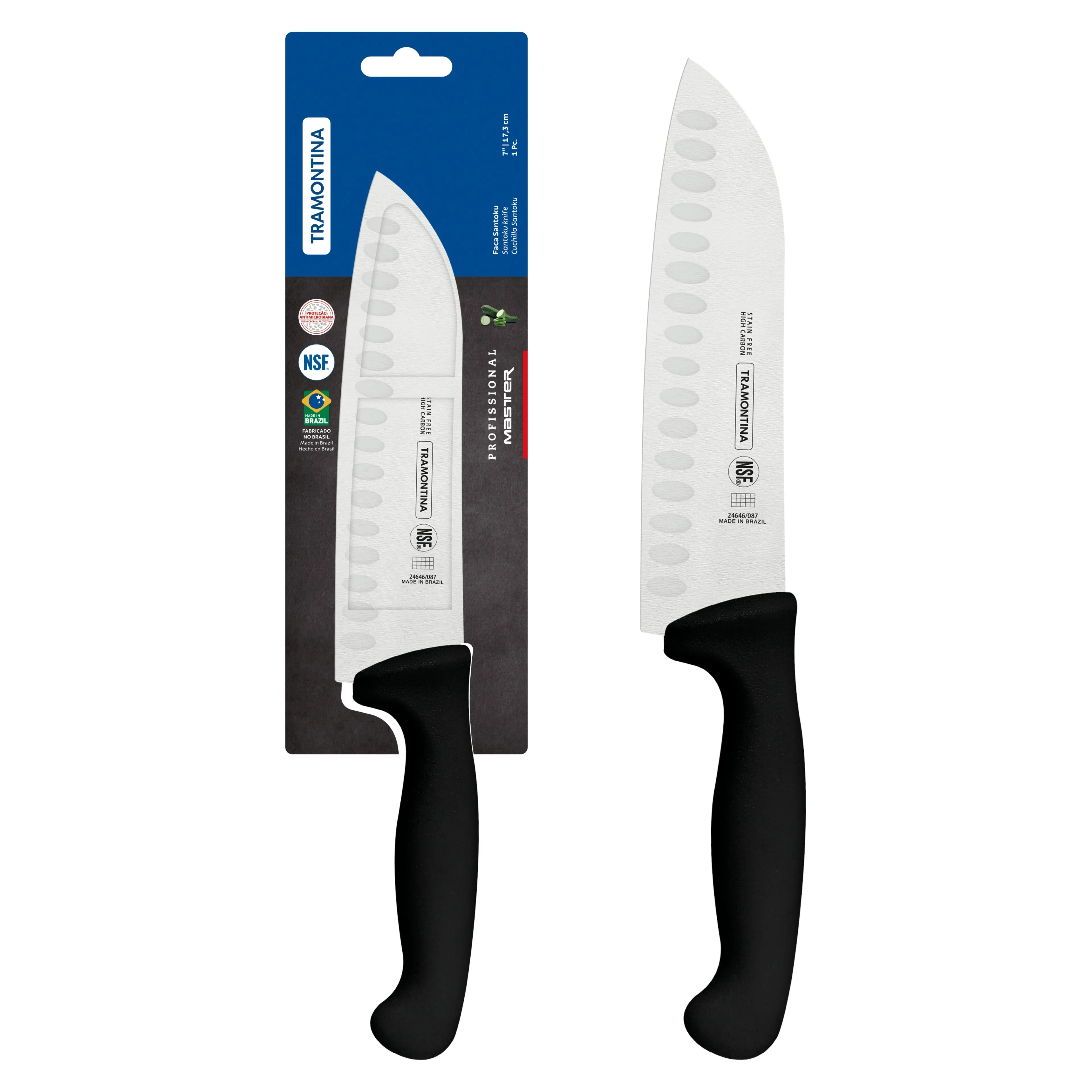 Tramontina Professional Master Black Santoku Knife, 7"