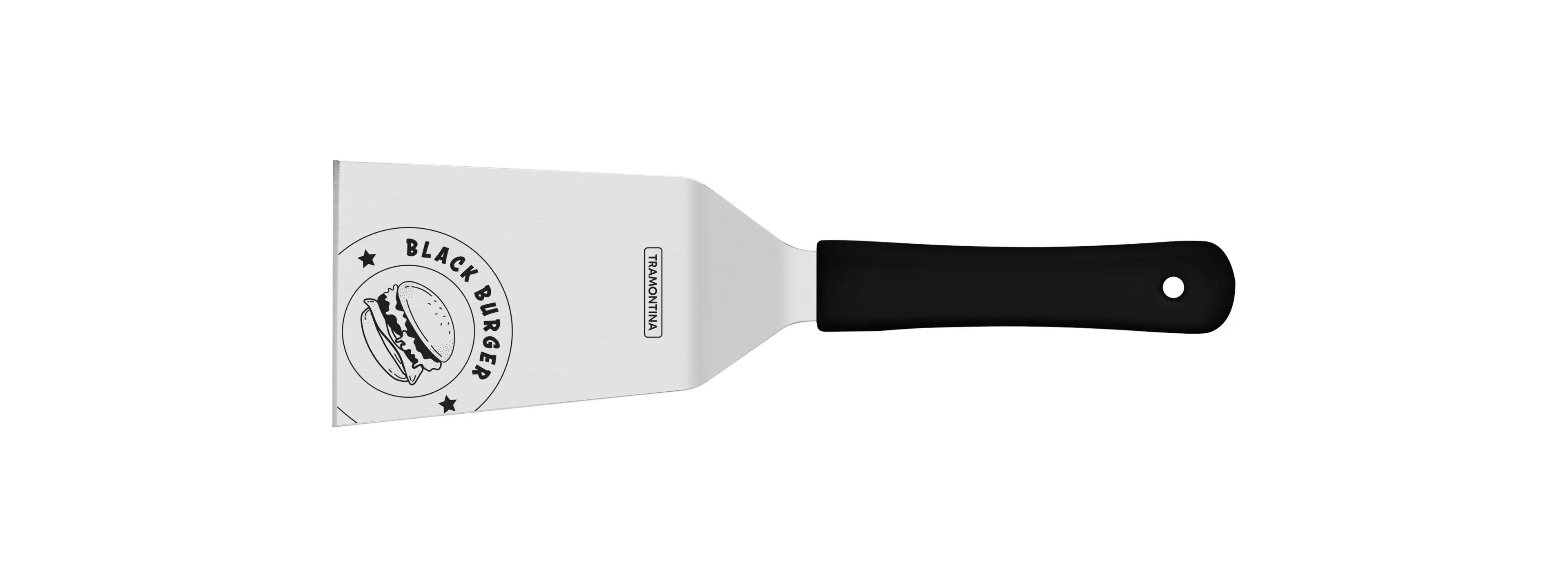 Tramontina Churrasco Black Burger Spatula with Stainless-Steel Blade and Black Polypropylene Handle, 6"