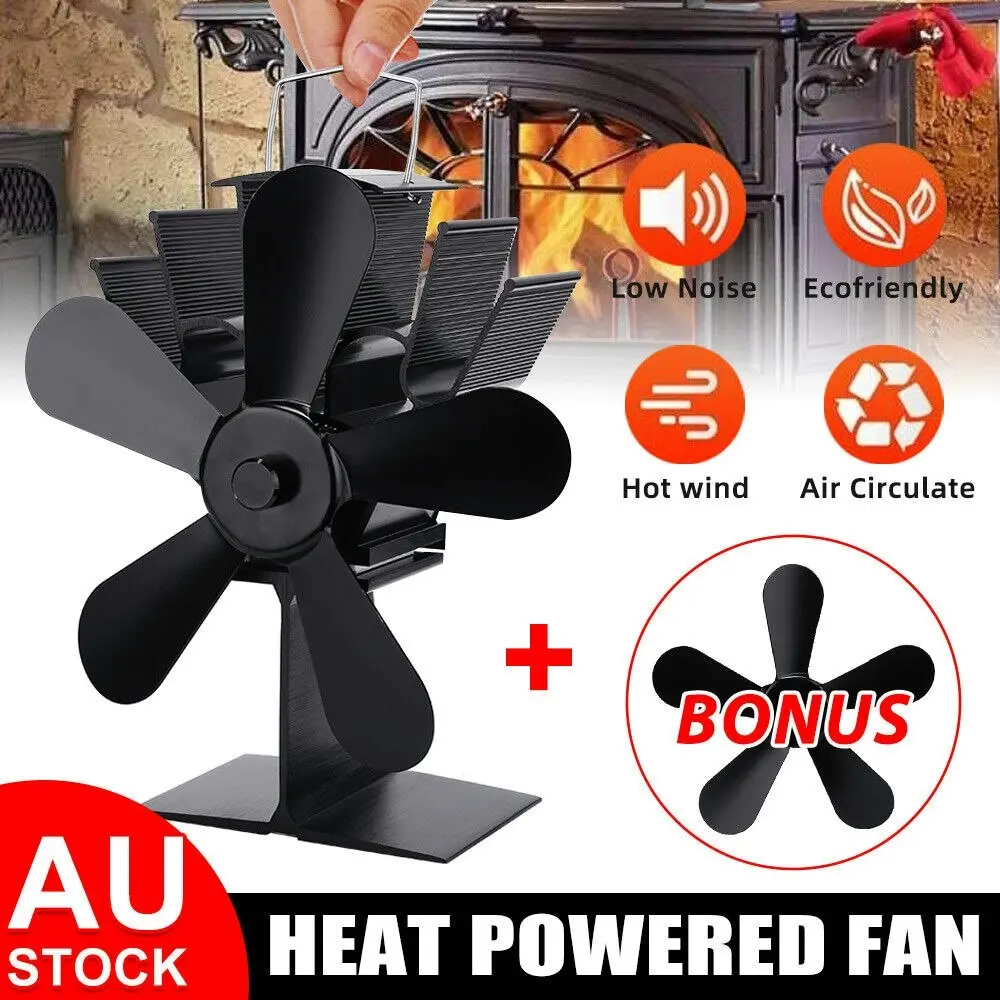 Wood Heater Fan Eco Powered Self-Powered Silent For Fireplace Stove Burner