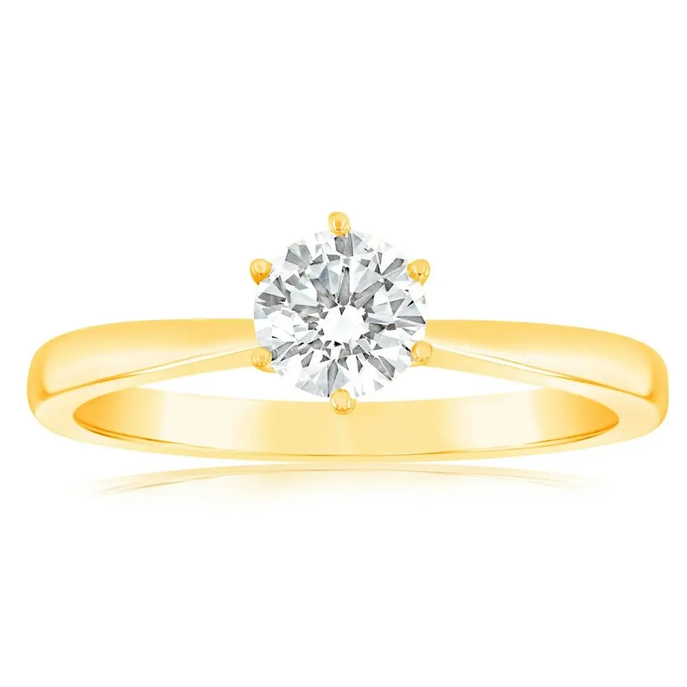 Luminesce Lab Grown 1/2 Carat Diamond Solitaire Ring set in 14ct Yellow Gold