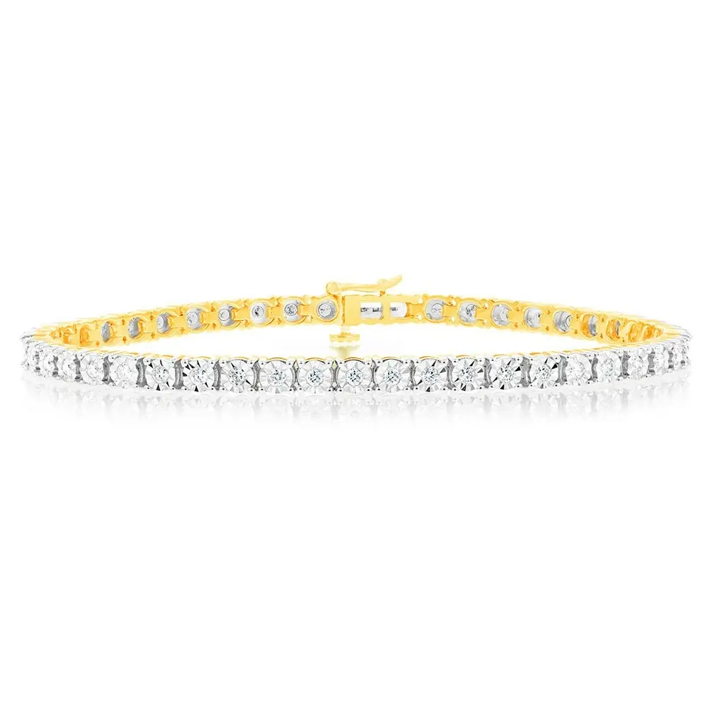 1 Carat Diamond Tennis Bracelet in 9ct Yellow Gold