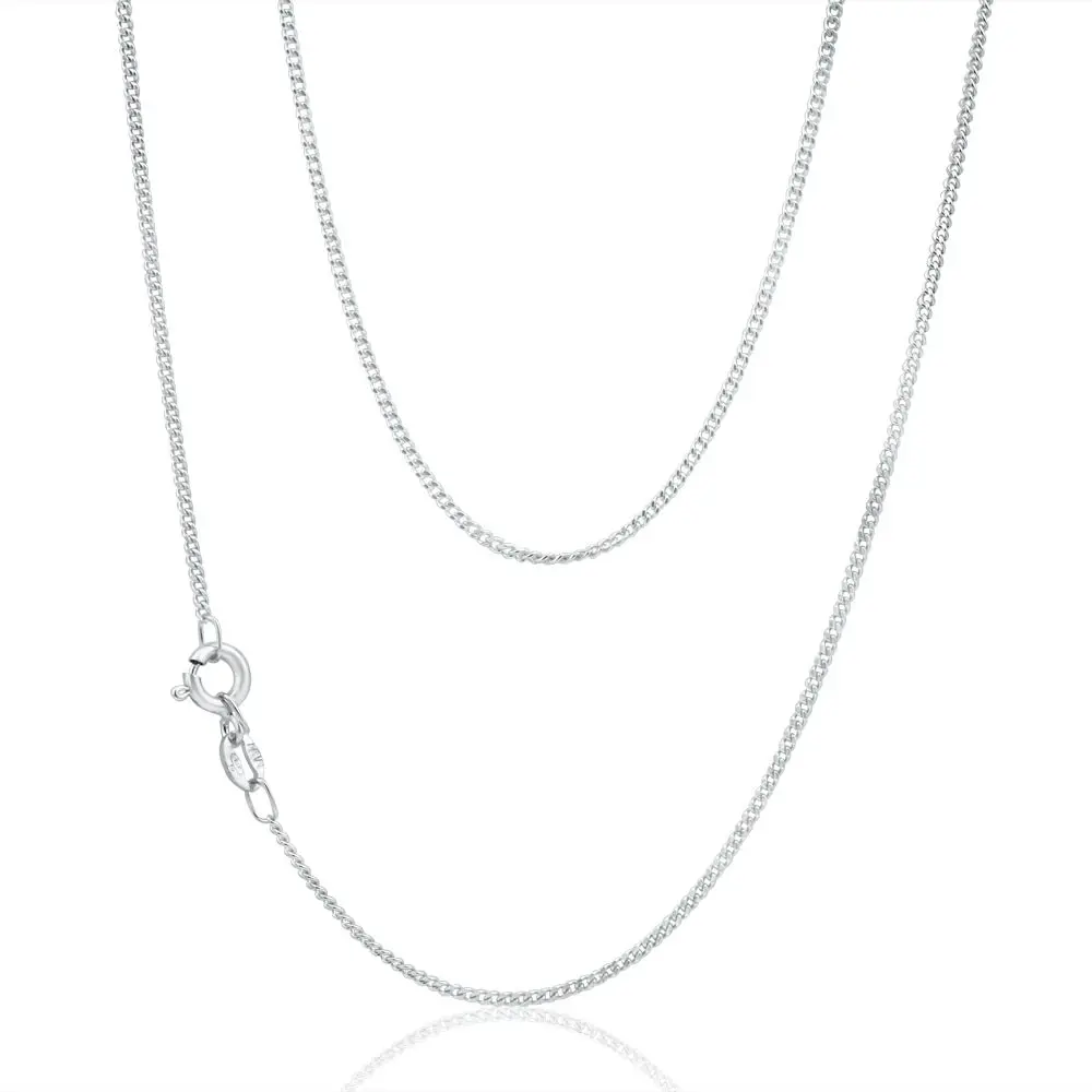 9ct White Gold Diamond Cut Curb 50cm Chain