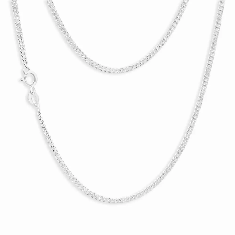 Sterling Silver Diamond Cut 40cm Curb Chain