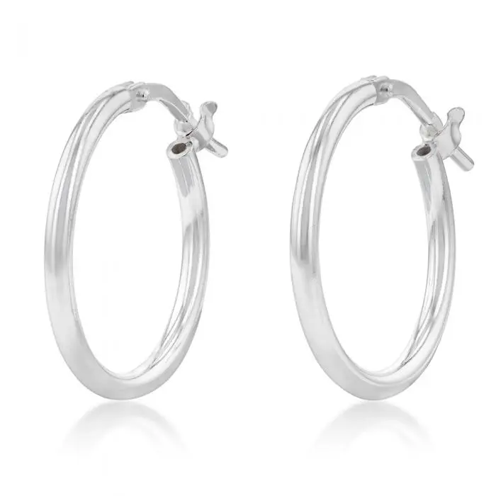 Sterling Silver Plain 15mm Hoop Earrings