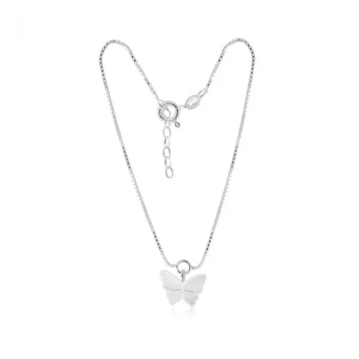 Sterling Silver Butterfly Charm 25cm Anklet