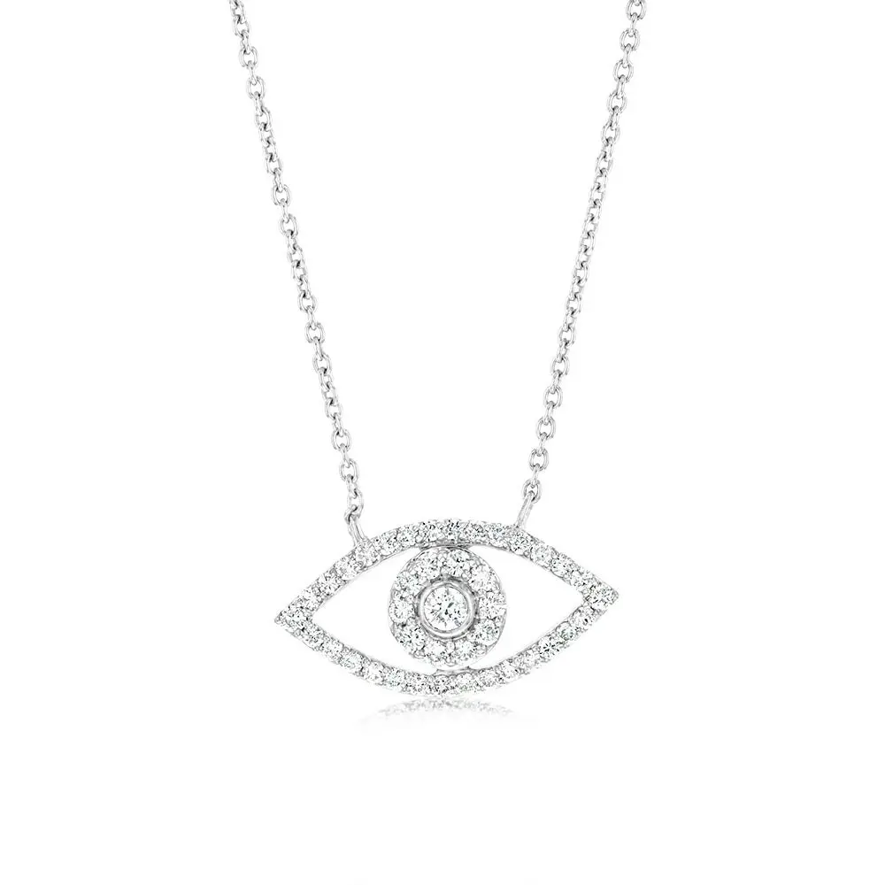 Luminesce Lab Grown 1/4 Carat Diamond Evil Eye Pendant in Sterling Silver