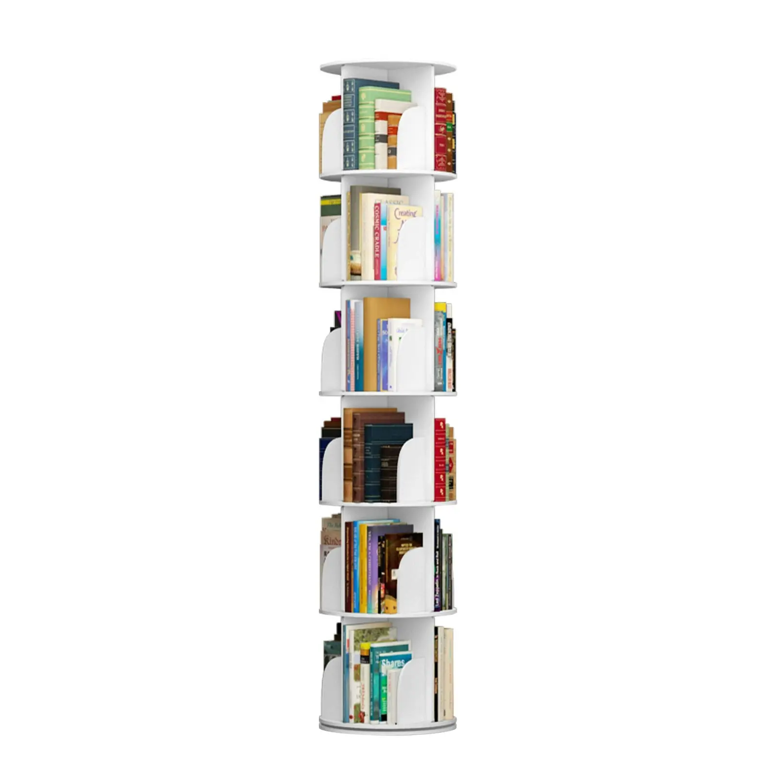 Rotating Book Storage Shelf Bookcase Rotating Display Stand White Bookshelf