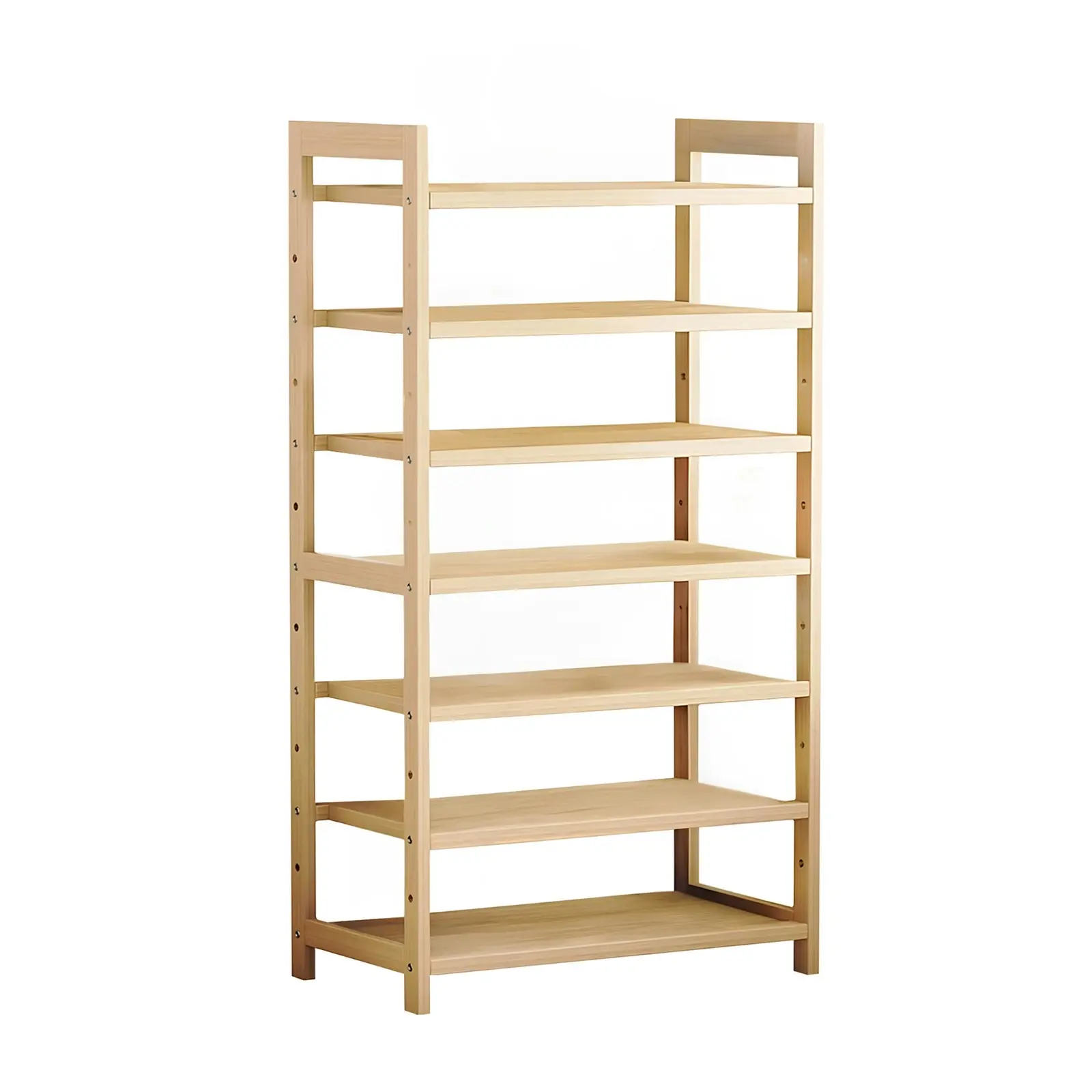 7 Tier Bamboo Wood Display Shelf Stand Adjustable Storage Book Shelves Rack