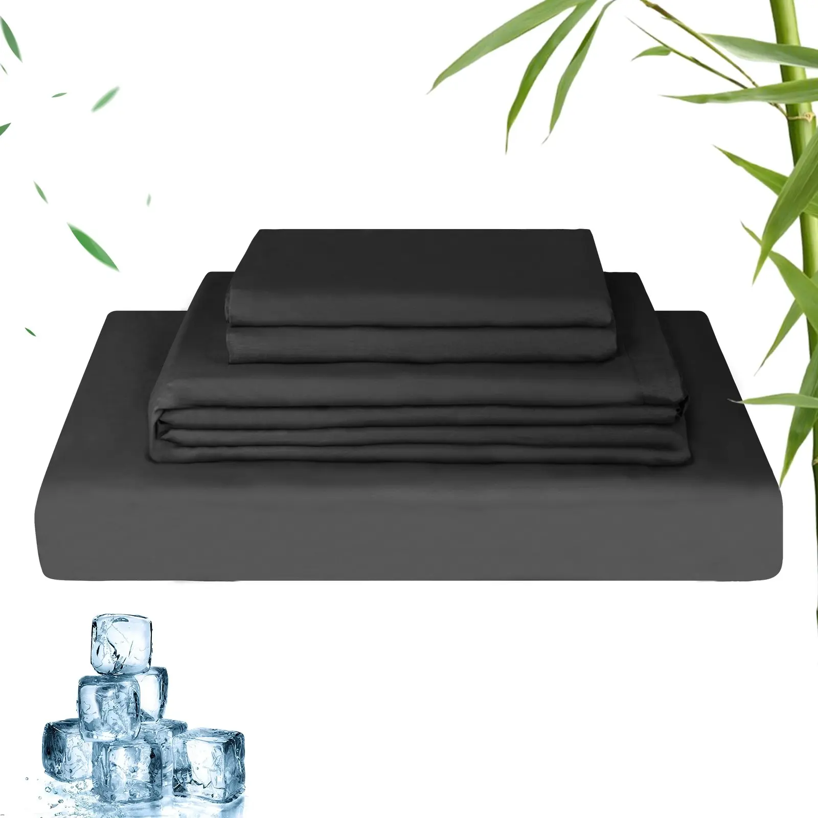 Linenova 2000TC Cooling Bamboo Blend Sheet Set - Black,5 Sizes