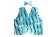 Kids Sequin Vest Bow Tie Set Costume 80s Party Dress Up Waistcoat - Sky Blue