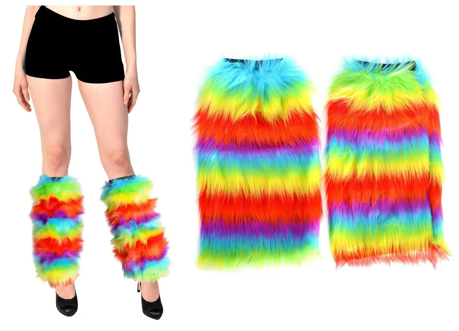 1 Pair Fluffy Leg Warmers Rainbow Gay Pride LGBTQ