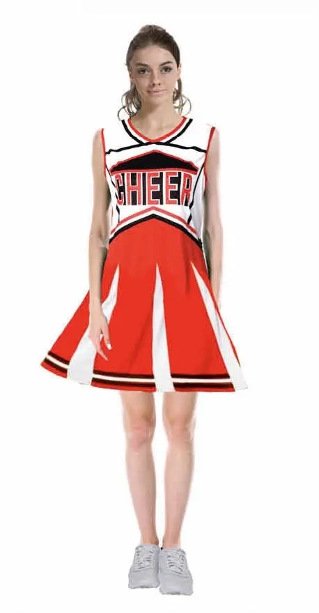 Womens Ladies Cheerleader Costume School Girl Outfit Dress up Cheer Leader Uniform