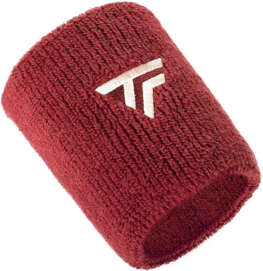 Tecnifibre Tennis XL Wristband Wrist Bands Sweatband Sport Squash Cotton - Cardinal