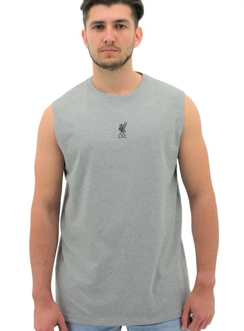 Liverpool FC Mens Muscle Tank Top T Shirt Vest Soccer Sleeveless Vest - Grey