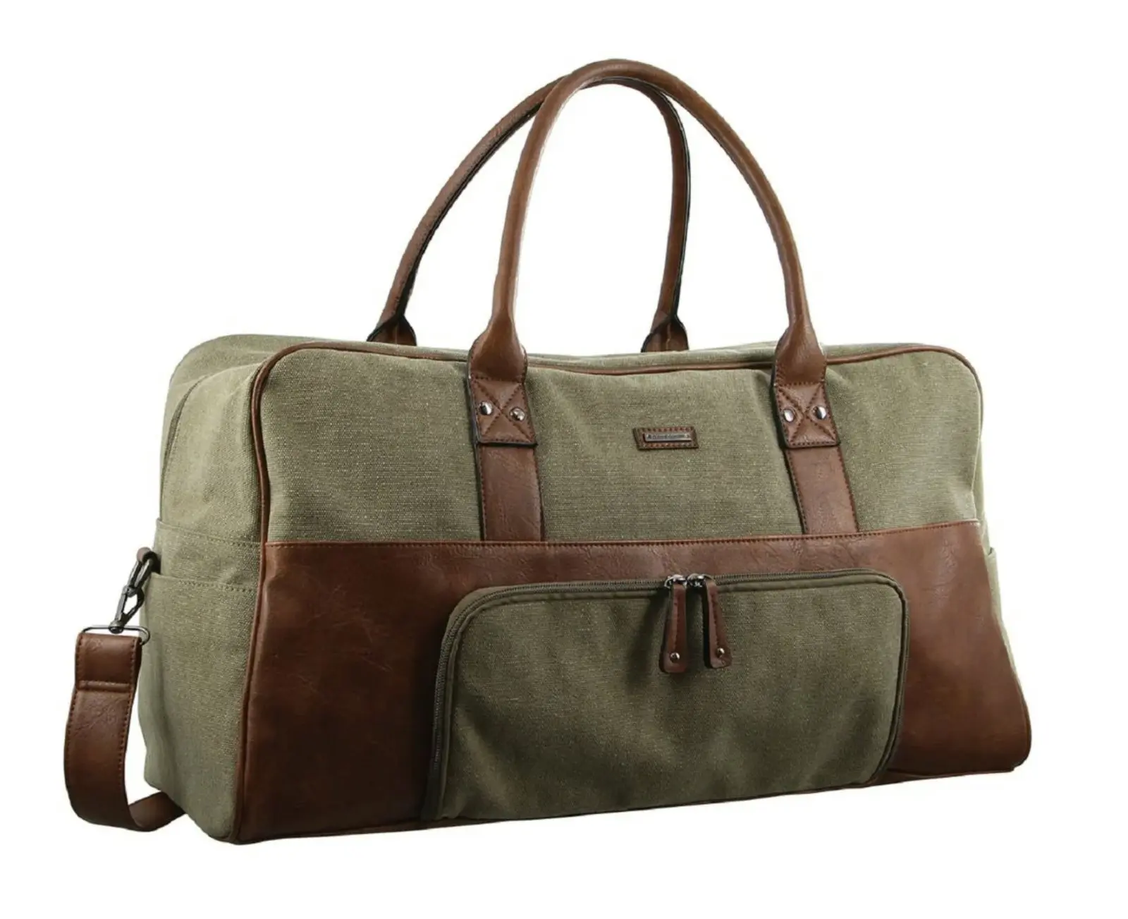 Pierre Cardin Mens Canvas Travel Overnight Bag Business Luggage Duffel Weekend - Brown