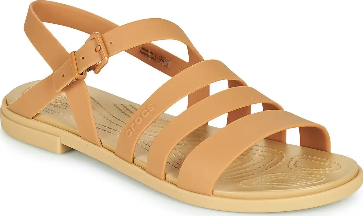 Crocs Tulum Womens Sandals Open Toe Flats Slip On Thongs Summer - Dark Gold