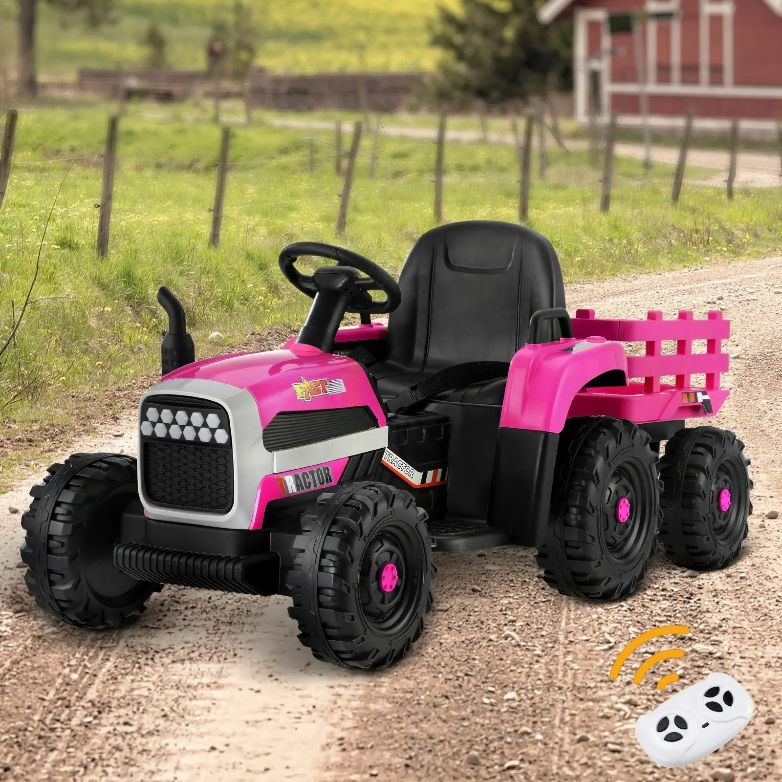 Mazam Kids Ride On Car Tractor Toy 12V Electric Remote Control Pink