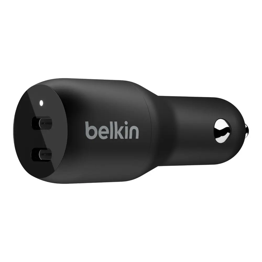 Belkin Boostcharge Dual Usb-c Car Charger 36w - Black