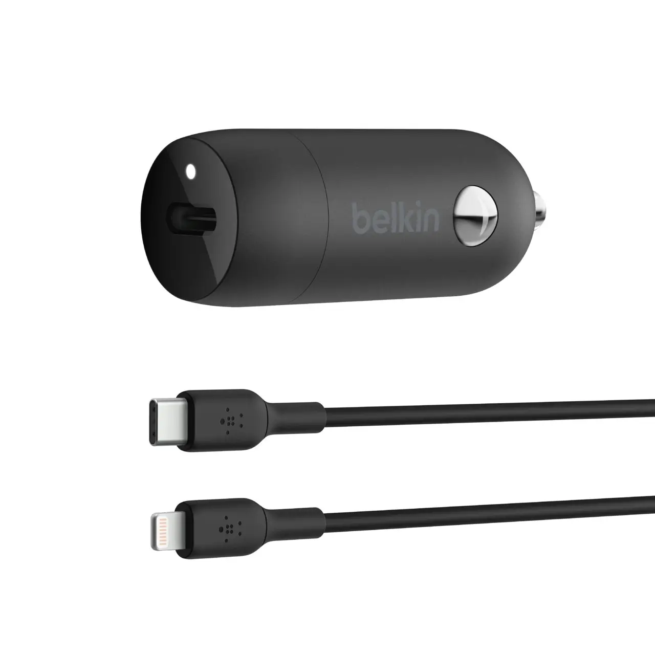 Belkin Boostup 30w Usb-c Car Charger+usb-c To Lightning Cable - Black