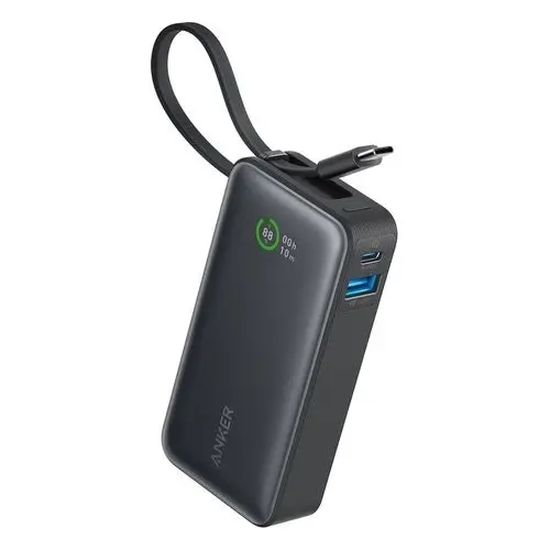 Anker Nano 10k 30w Power Bank With Built-in Usb-c Cable - Black