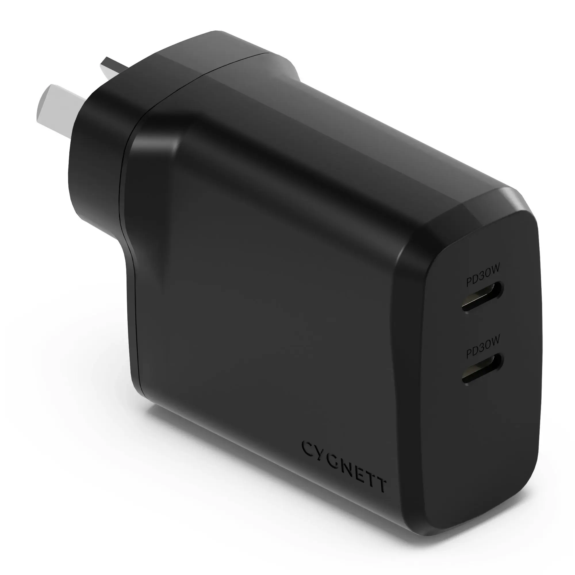 Cygnett Powerplus 60w Dual Port Usb-c Pd Fast Wall Charger - Black