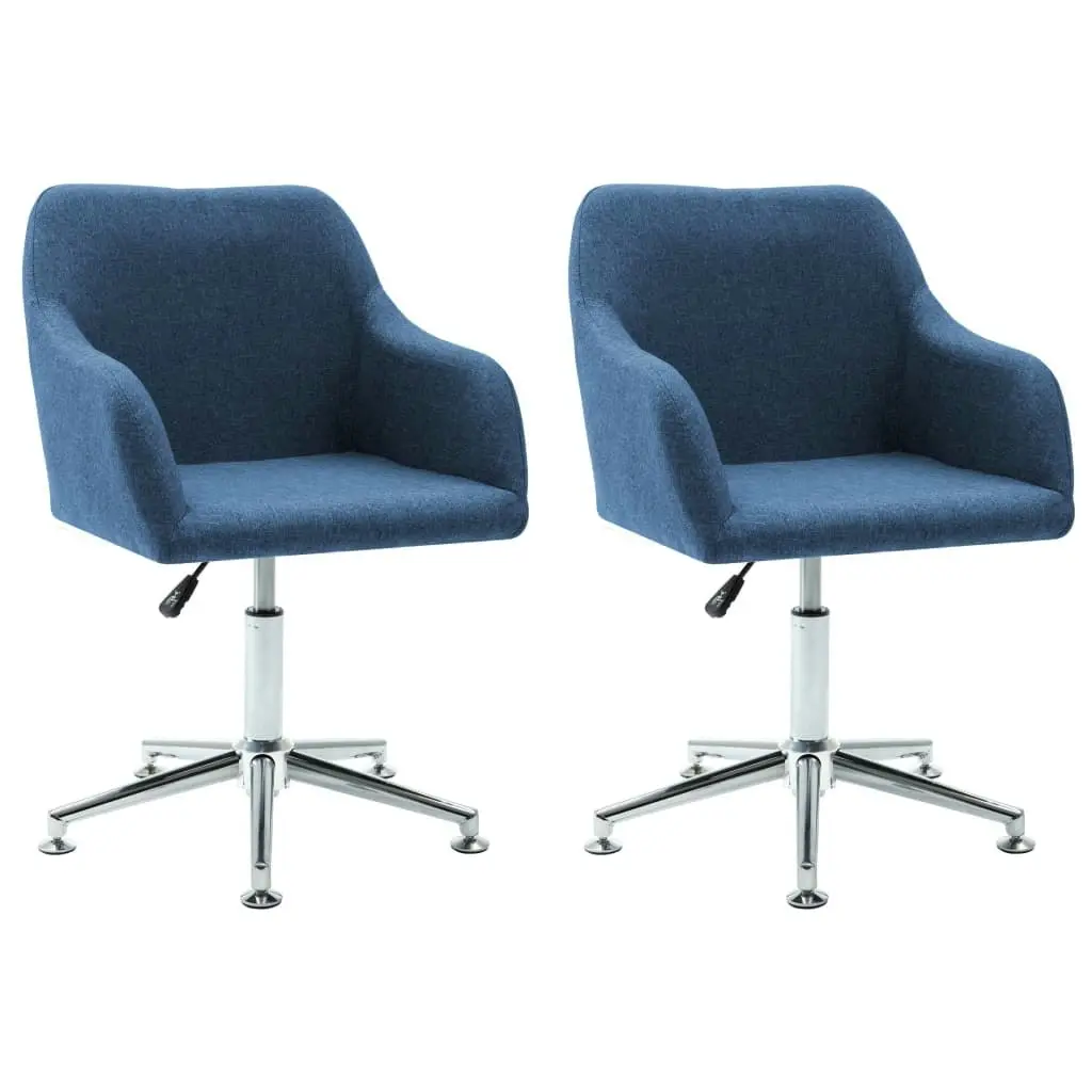 Swivel Dining Chairs 2 pcs Blue Fabric 283483