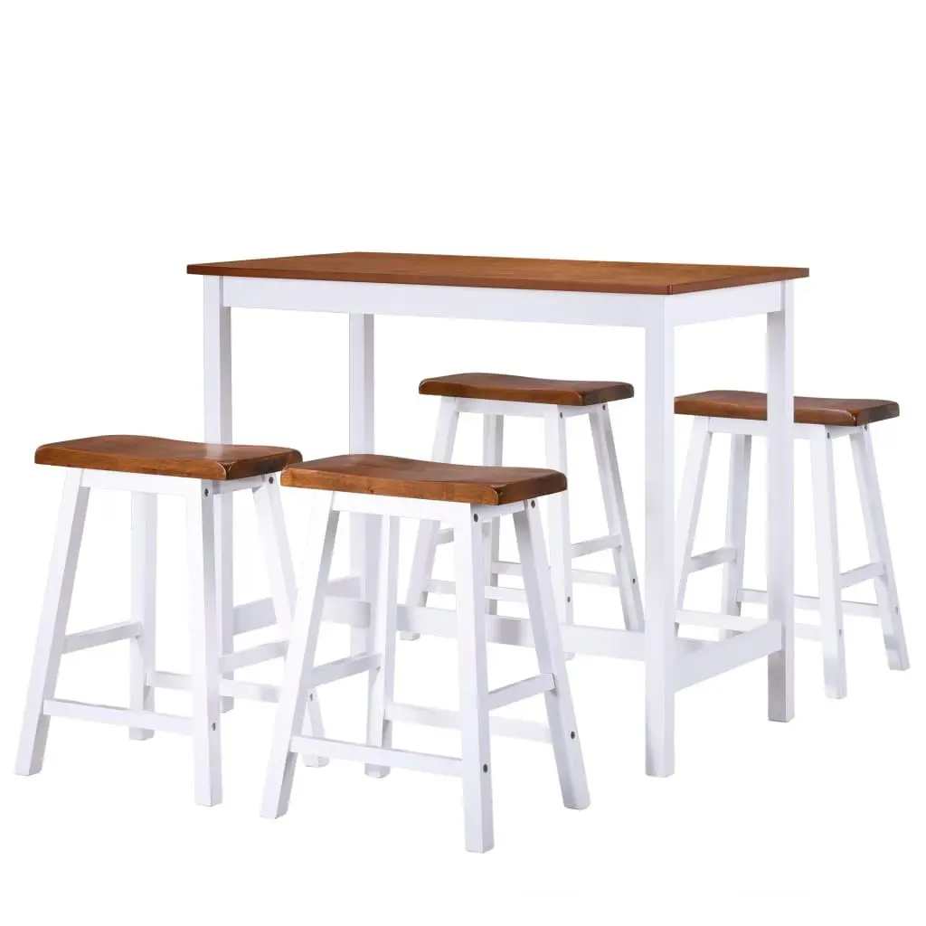 Bar Table and Stool Set 5 Pieces Solid Wood 275232