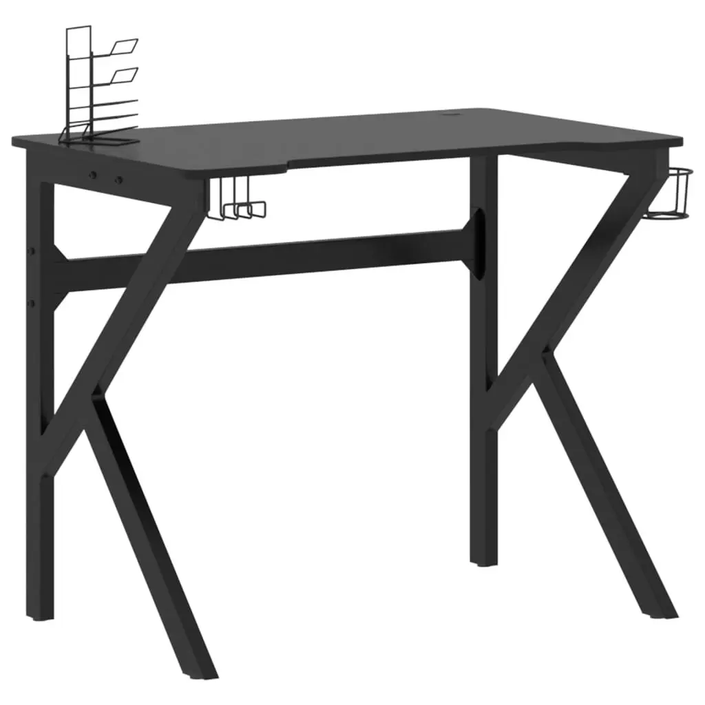 Gaming Desk with K Shape Legs Black 90x60x75 cm 325400