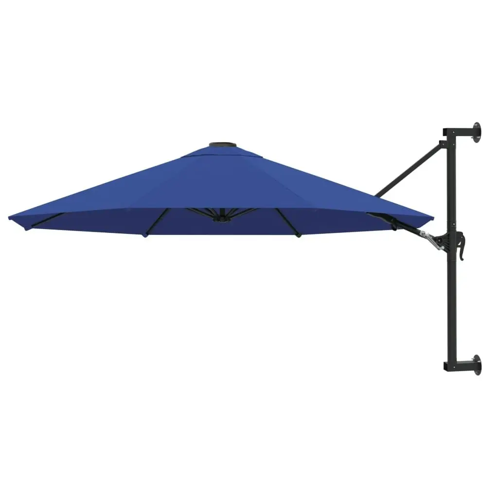 Wall-Mounted Parasol with Metal Pole 300 cm Blue 47301