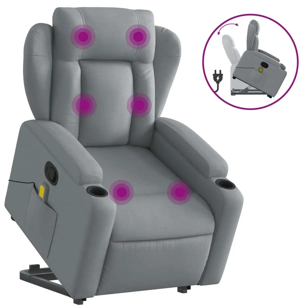 Stand up Massage Recliner Chair Light Grey Fabric 3205584