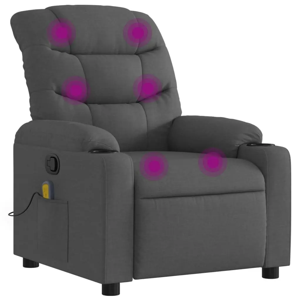 Massage Recliner Chair Dark Grey Fabric 3206916